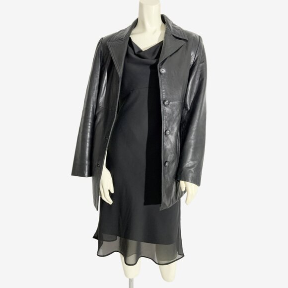 Vintage Y2K Black Chiffon Slip Dress with Cowl Neckline / Made in USA / Small - Picture 11 of 12